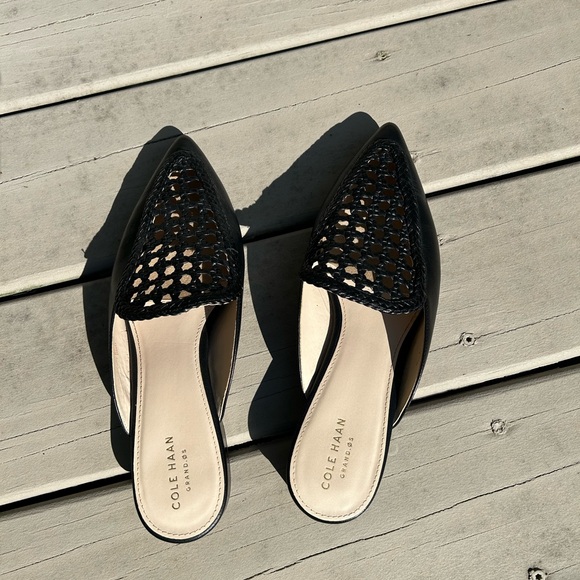 Cole Haan Black Cane Slip-on Mule Slide 8.5B Womens Never Been Worn - Picture 2 of 5